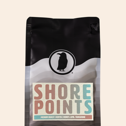 Rook Coffee Shore Points medium roast coffee bag with notes of honey, lime, and tangerine.