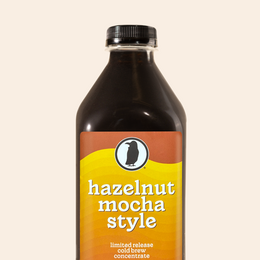 Rook Coffee Hazelnut Mocha Style cold brew coffee concentrate, limited release.