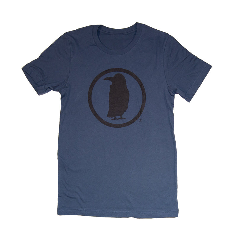 A navy blue tee shirt with a black Rook Coffee logo